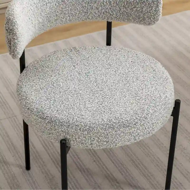 Chaises de salle à manger rondes modernes en bouclette, lot de 2