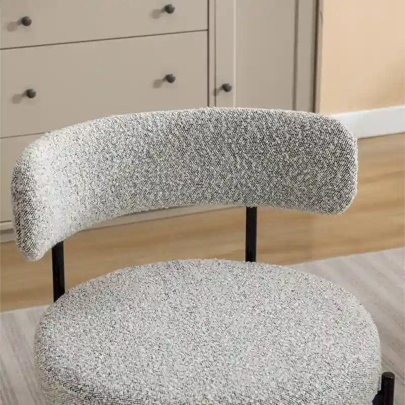 Chaises de salle à manger rondes modernes en bouclette, lot de 2