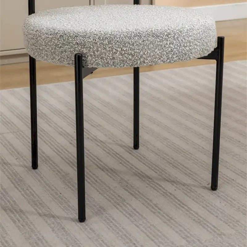 Chaises de salle à manger rondes modernes en bouclette, lot de 2