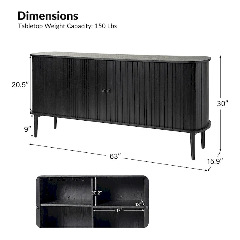 Buffet Franz Modern 63 po avec étagère réglable par HULALA HOME