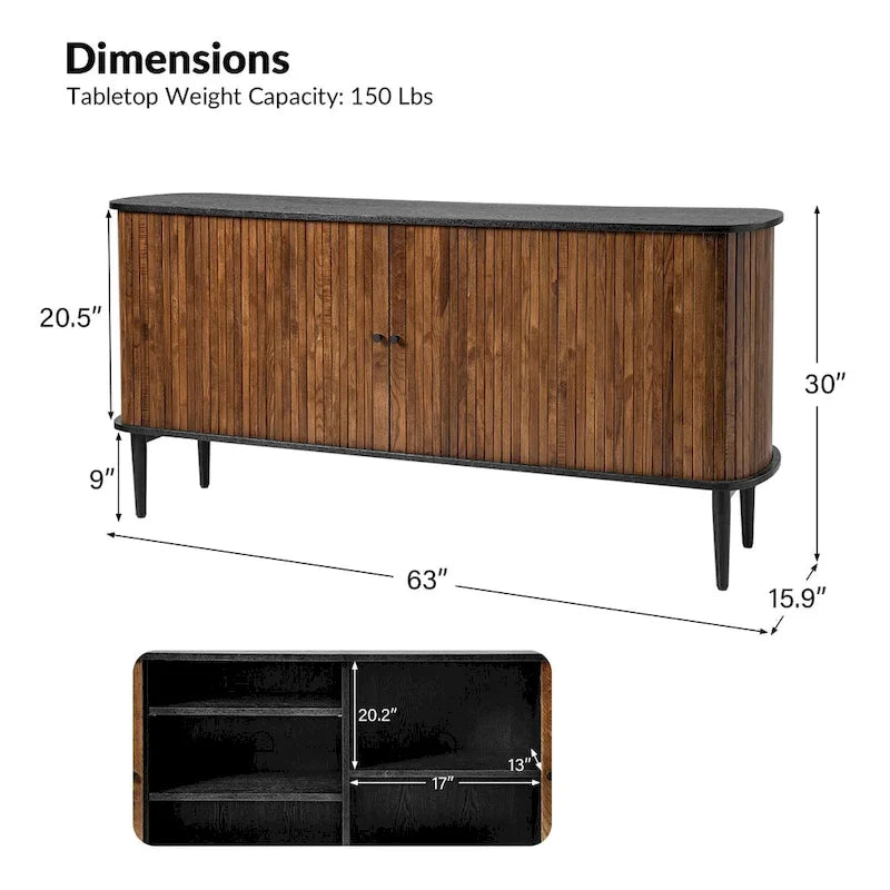 Buffet Franz Modern 63 po avec étagère réglable par HULALA HOME