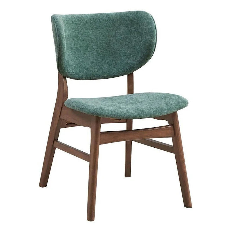 Lot de 2 chaises de salle à manger d'appoint Evis 23 pouces, noyer marron, tissu vert clair