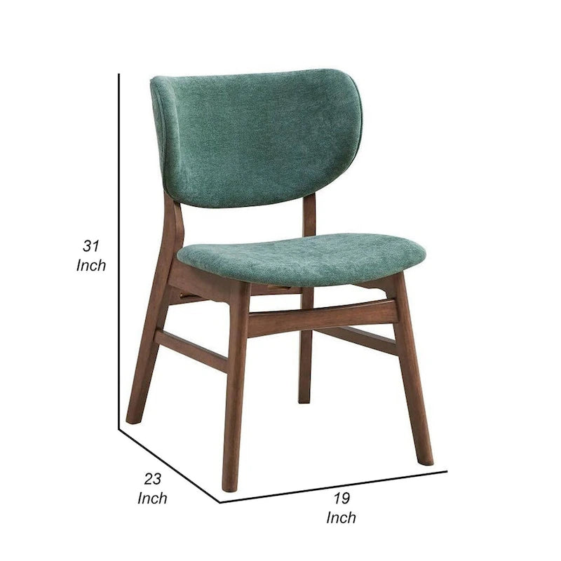 Lot de 2 chaises de salle à manger d'appoint Evis 23 pouces, noyer marron, tissu vert clair