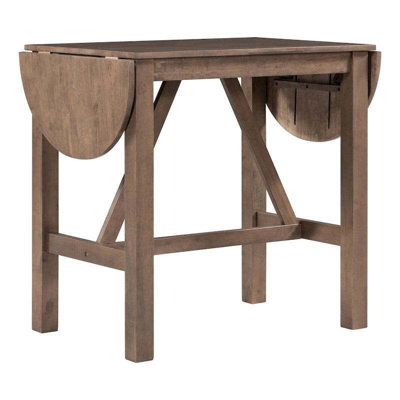Ensemble de salle à manger 3 pièces en bois à hauteur de comptoir avec rallonge pliable