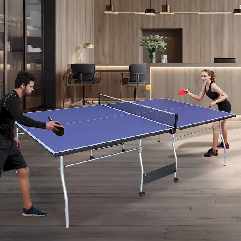 Table de tennis de table pliable 8FT, avec 2 raquettes et 3 balles