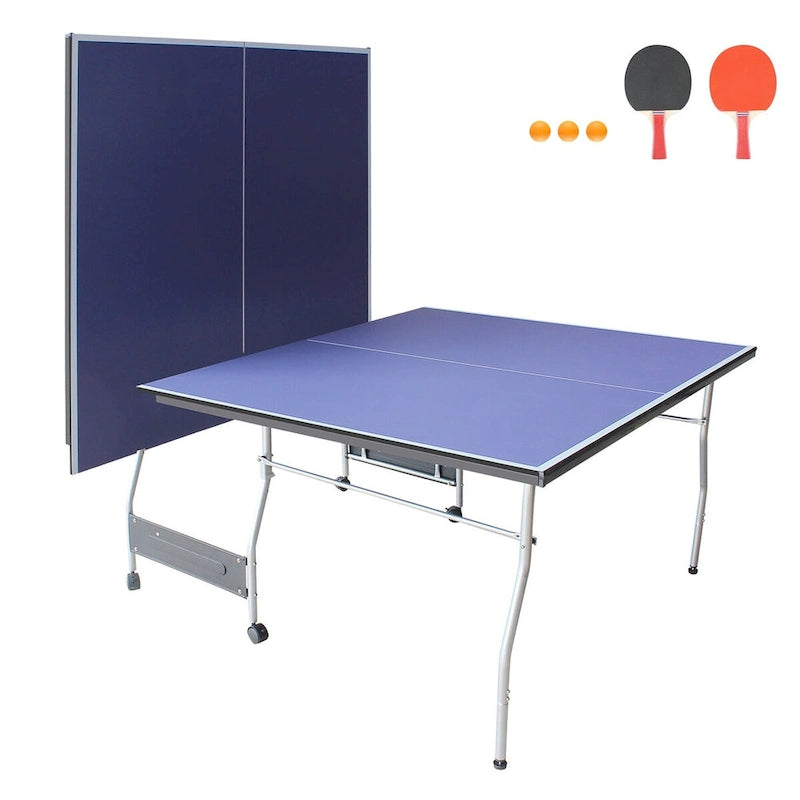 Table de tennis de table pliable 8FT, avec 2 raquettes et 3 balles