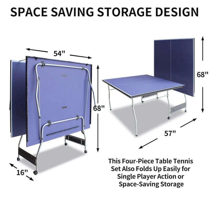 Table de tennis de table pliable 8FT, avec 2 raquettes et 3 balles