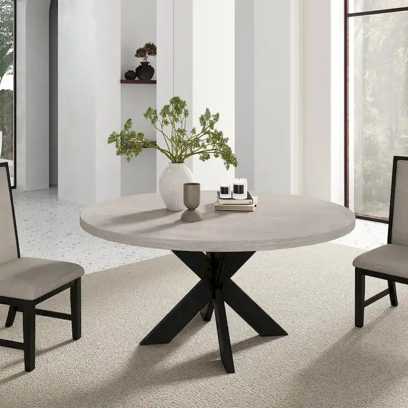 Table à manger ronde Gates Roundhill Furniture, gris