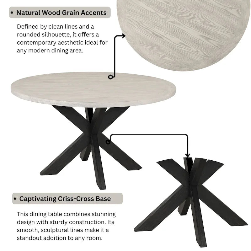 Table à manger ronde Gates Roundhill Furniture, gris