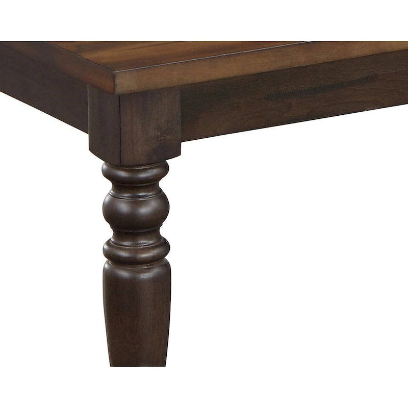 Banc de salle à manger bicolore May de 122 cm, pieds tournés, finition en bois brun riche
