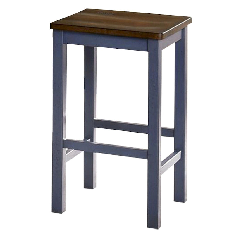 Ensemble table à manger hauteur comptoir 5 pièces, 4 tabourets, chêne antique, bois bleu