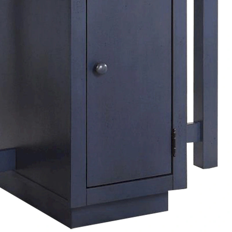 Ensemble table à manger hauteur comptoir 5 pièces, 4 tabourets, chêne antique, bois bleu