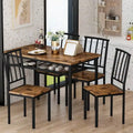 Ensemble de salle à manger industriel moderne pour 4 personnes, table et chaises de cuisine en bois 5 pièces, ensemble de table de salle à manger avec étagère de rangement