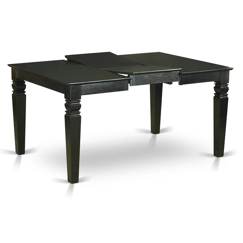 East West Furniture Ensemble de salle à manger 7 pièces - une table de salle à manger et 6 chaises de salle à manger en similicuir, 42x60 pouces, noir