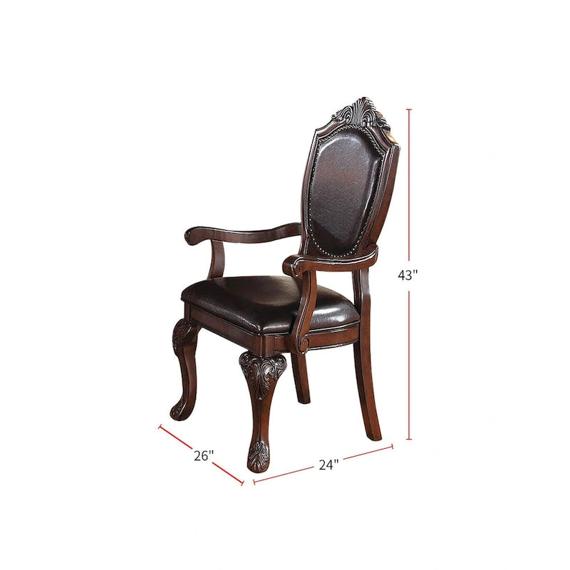 Chaises de salle à manger avec revêtement en similicuir, lot de 2, marron foncé