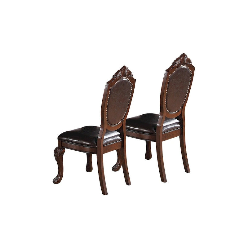 Chaises de salle à manger avec revêtement en similicuir, lot de 2, marron foncé