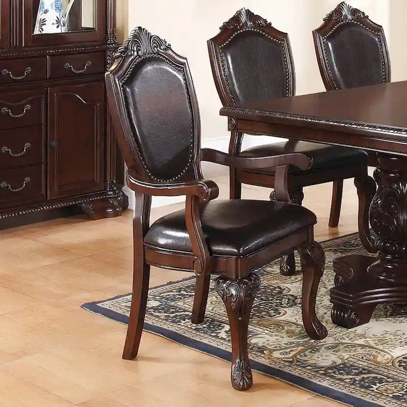 Chaises de salle à manger avec revêtement en similicuir, lot de 2, marron foncé