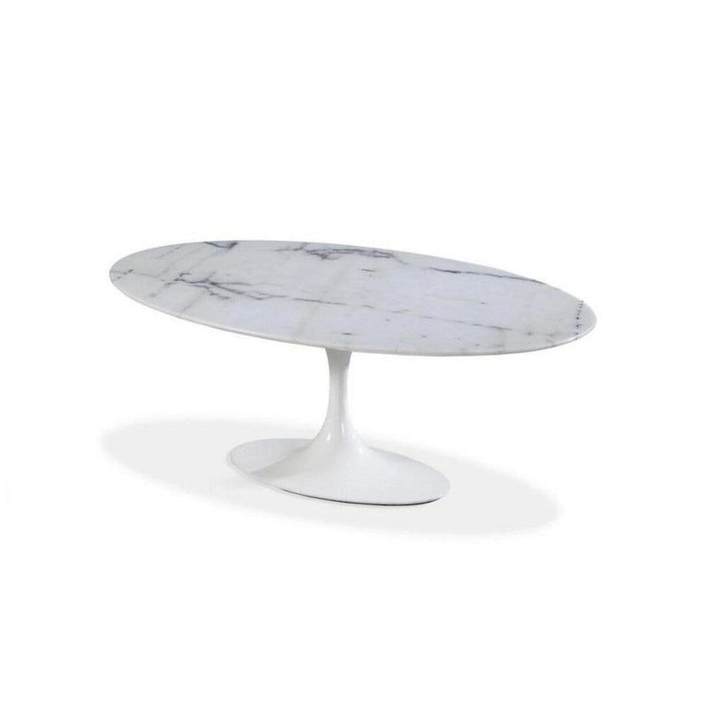 Table à manger ovale Tulip en marbre (petite taille) - Blanc