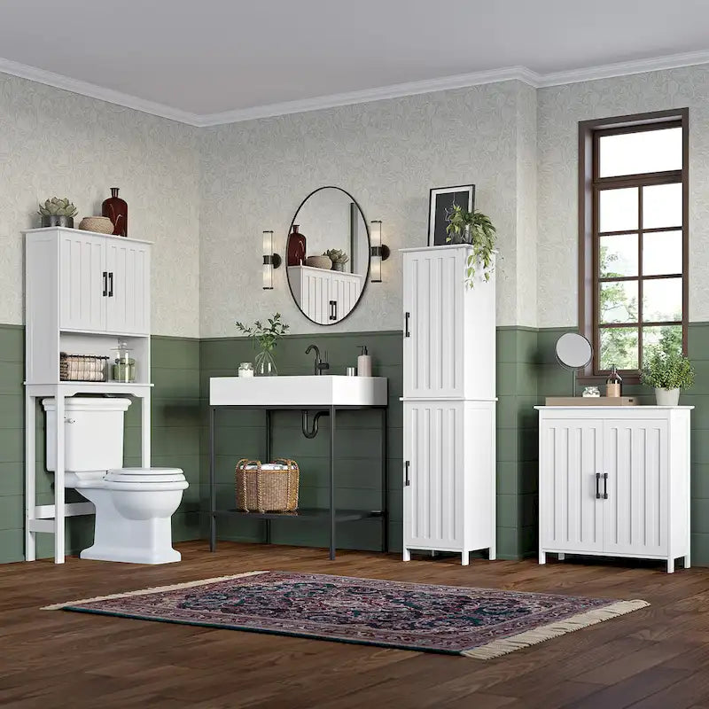 Meuble de rangement haut de salle de bain RiverRidge Home Monroe avec portes et étagères réglables - Blanc
