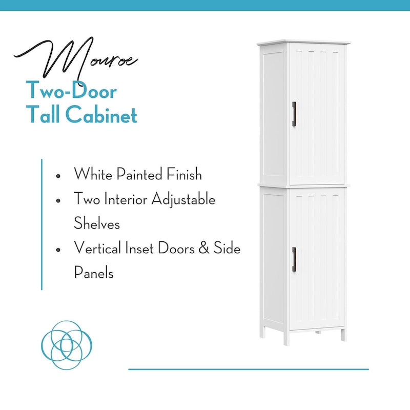 Meuble de rangement haut de salle de bain RiverRidge Home Monroe avec portes et étagères réglables - Blanc