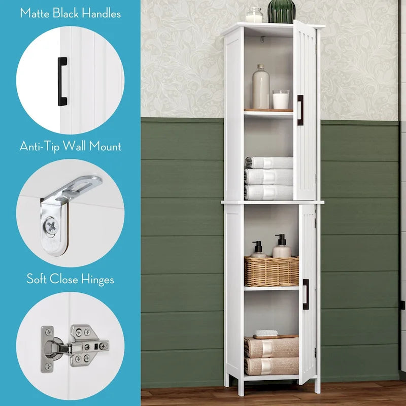 Meuble de rangement haut de salle de bain RiverRidge Home Monroe avec portes et étagères réglables - Blanc