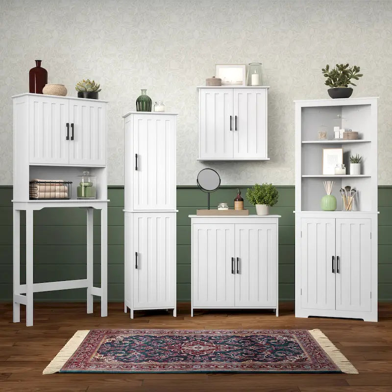Meuble de rangement haut de salle de bain RiverRidge Home Monroe avec portes et étagères réglables - Blanc