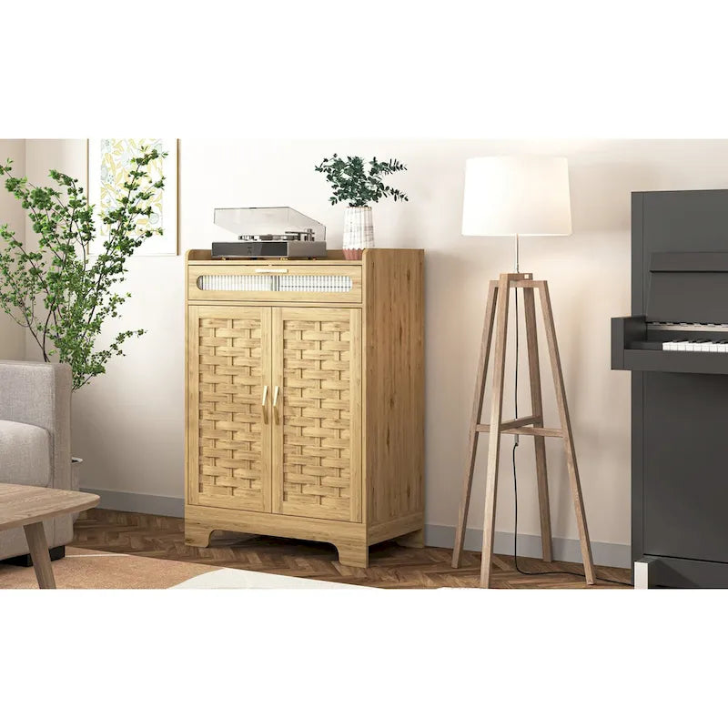 Meuble de rangement moderne avec tiroir et étagère réglable, armoire de rangement de style porte de grange pour cuisine, salle à manger, salle de bain, entrée