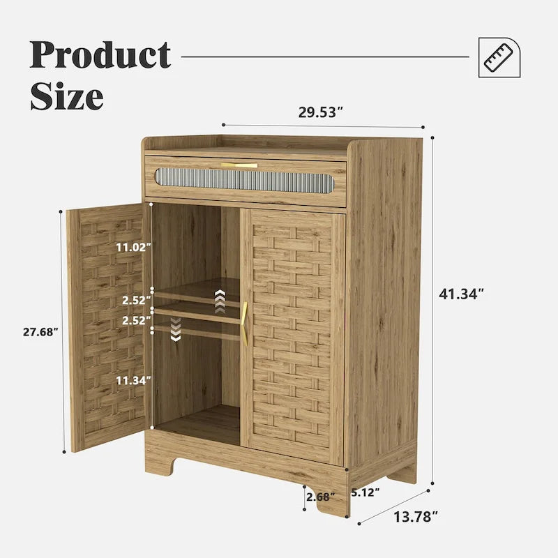 Meuble de rangement moderne avec tiroir et étagère réglable, armoire de rangement de style porte de grange pour cuisine, salle à manger, salle de bain, entrée