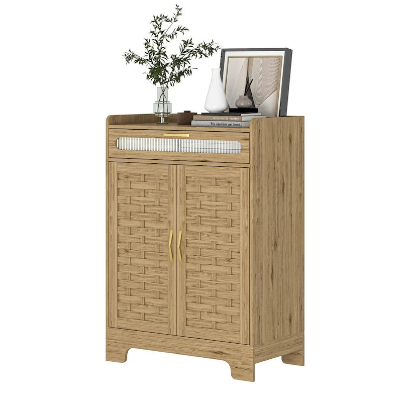 Meuble de rangement moderne avec tiroir et étagère réglable, armoire de rangement de style porte de grange pour cuisine, salle à manger, salle de bain, entrée