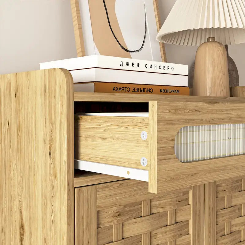 Meuble de rangement moderne avec tiroir et étagère réglable, armoire de rangement de style porte de grange pour cuisine, salle à manger, salle de bain, entrée
