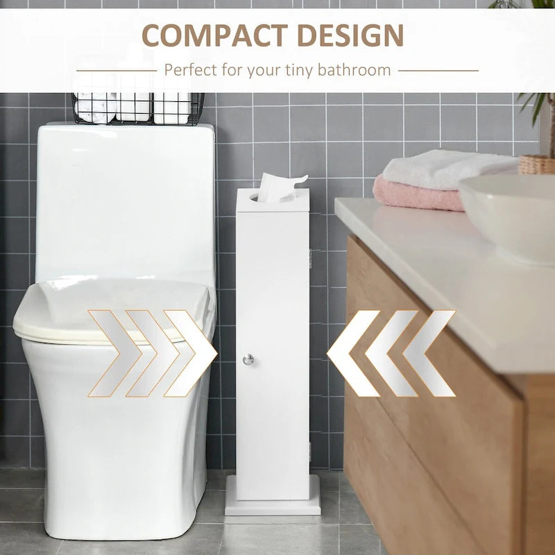 Meuble de rangement pour papier toilette, meuble d'angle au sol avec portes et étagères