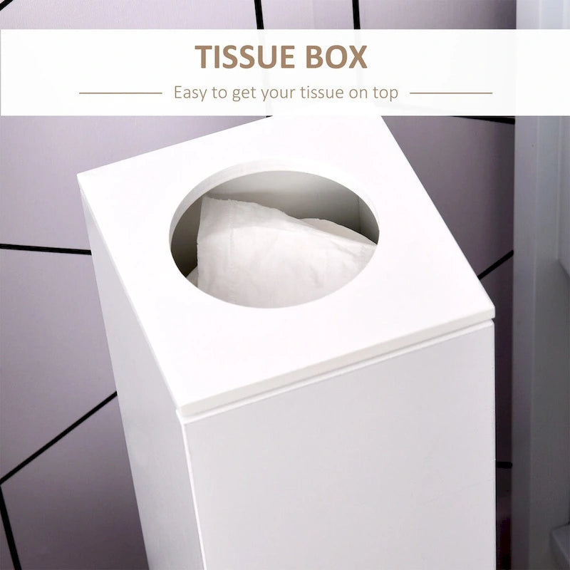 Meuble de rangement pour papier toilette, meuble d'angle au sol avec portes et étagères