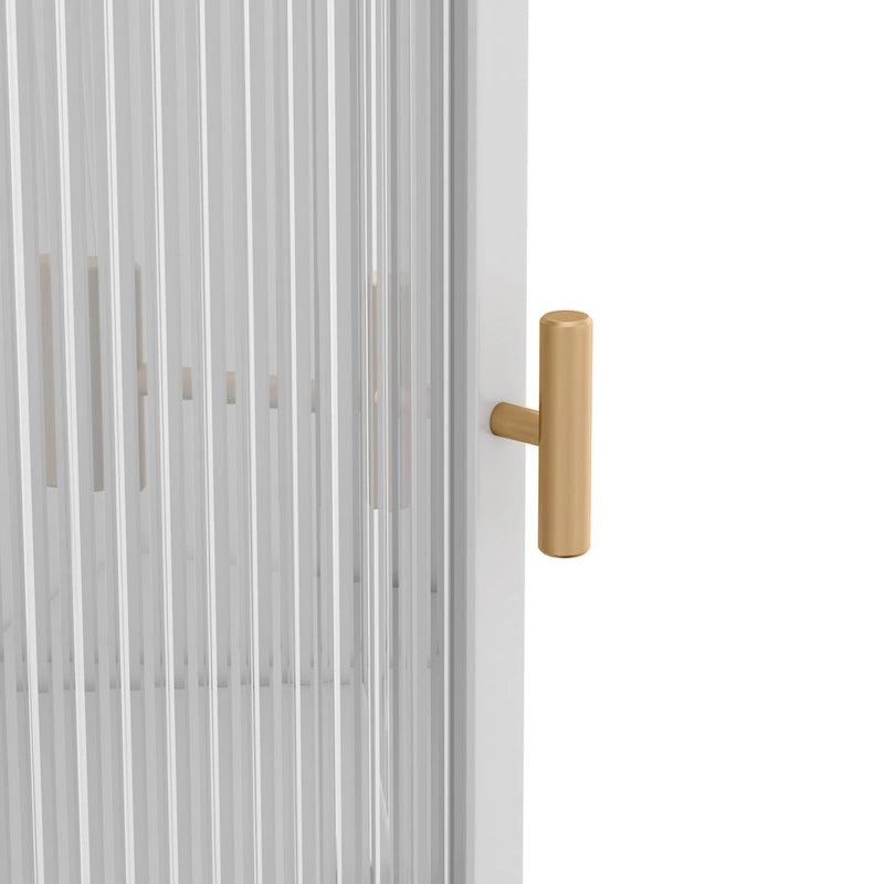 Meuble d'angle à poser, 3 niveaux avec portes en verre trempé et étagères de rangement