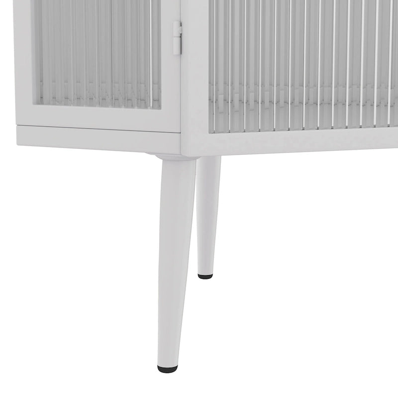 Meuble d'angle à poser, 3 niveaux avec portes en verre trempé et étagères de rangement