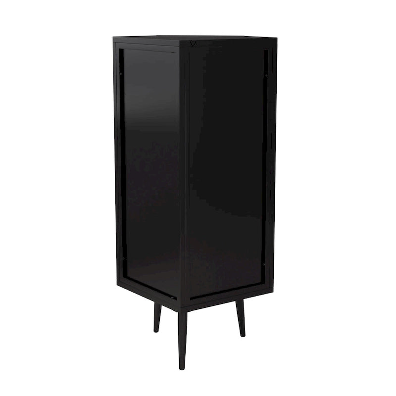 Meuble d'angle à poser, 3 niveaux avec portes en verre trempé et étagères de rangement