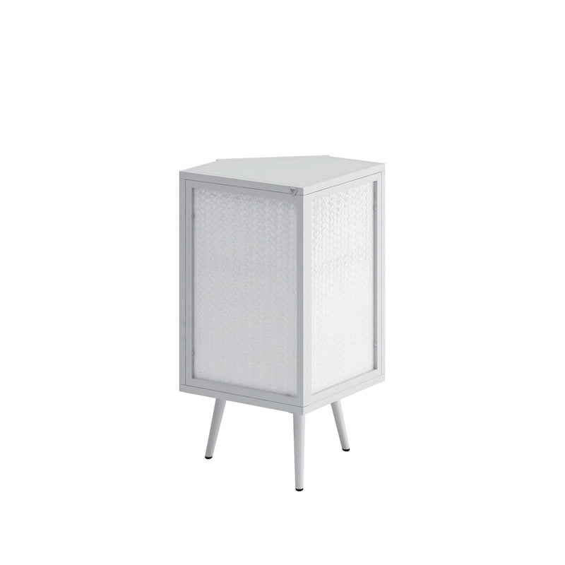 Meuble d'angle à poser, 3 niveaux avec portes en verre trempé et étagères de rangement