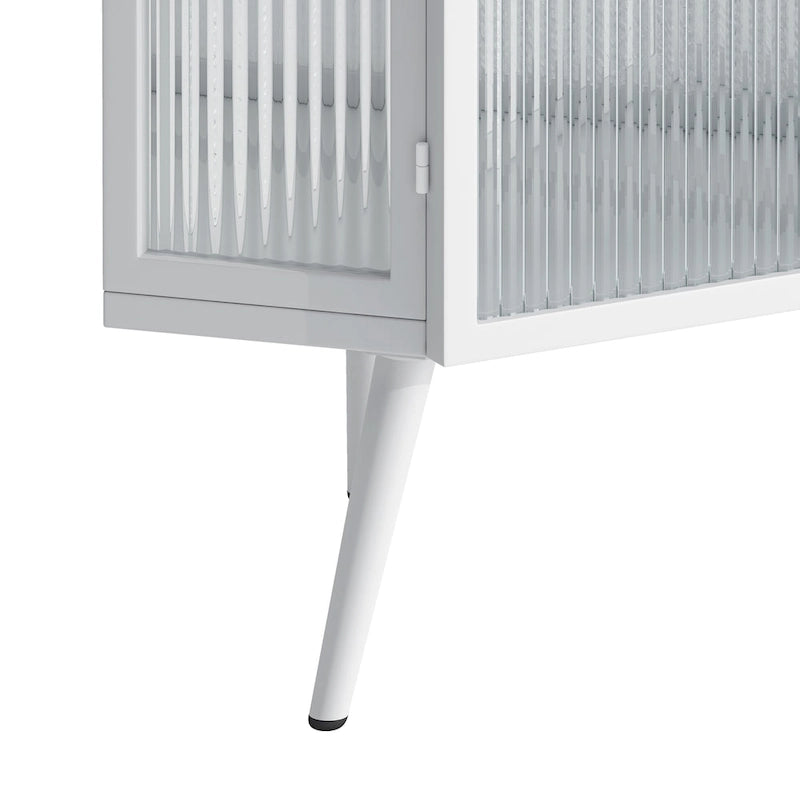 Meuble d'angle à poser, 3 niveaux avec portes en verre trempé et étagères de rangement