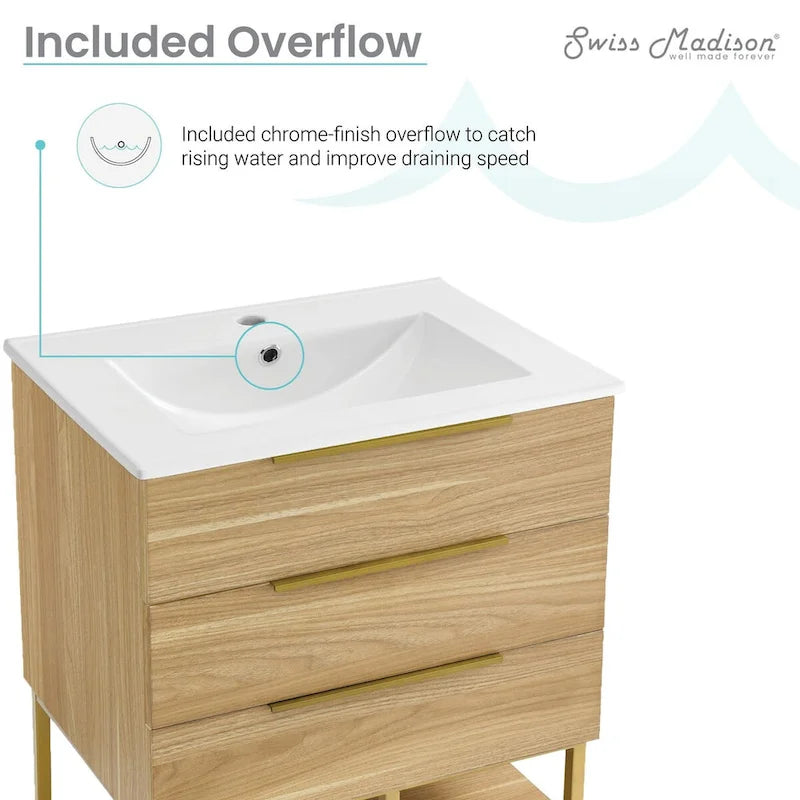 Meuble-lavabo Carre 24 en chêne