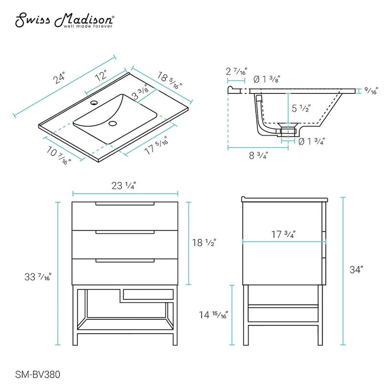 Meuble-lavabo Carre 24 en chêne