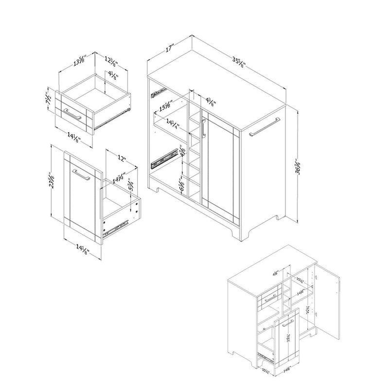 Meuble-bar Vietti de South Shore avec rangement pour bouteilles et verres