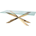 Table de salle à manger en verre avec base en croix