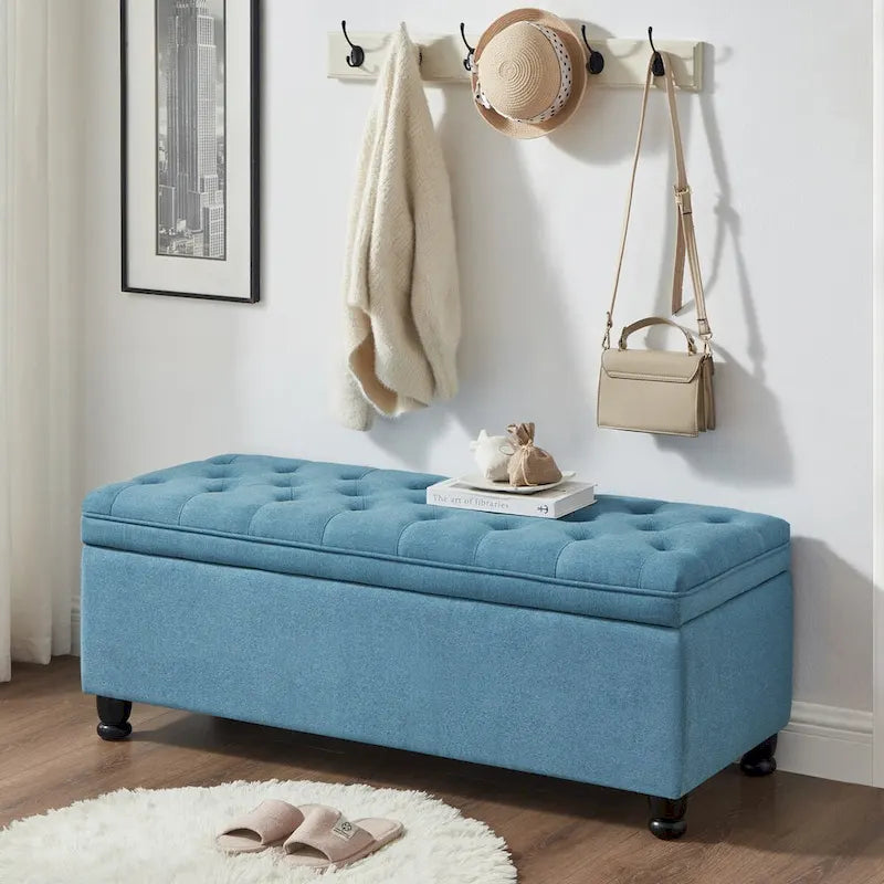Banc de rangement capitonné avec boutons