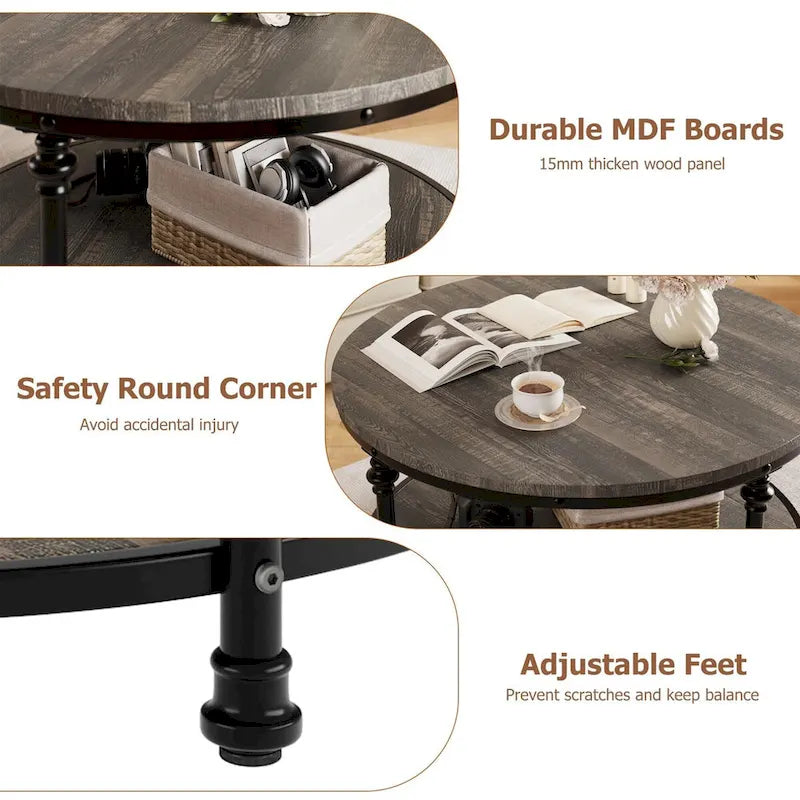 Table basse ronde 77 cm Table basse industrielle
