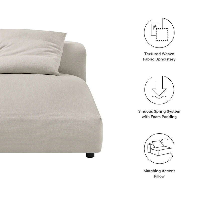 Chaise longue sans accoudoirs en tissu rembourré modulaire Solace