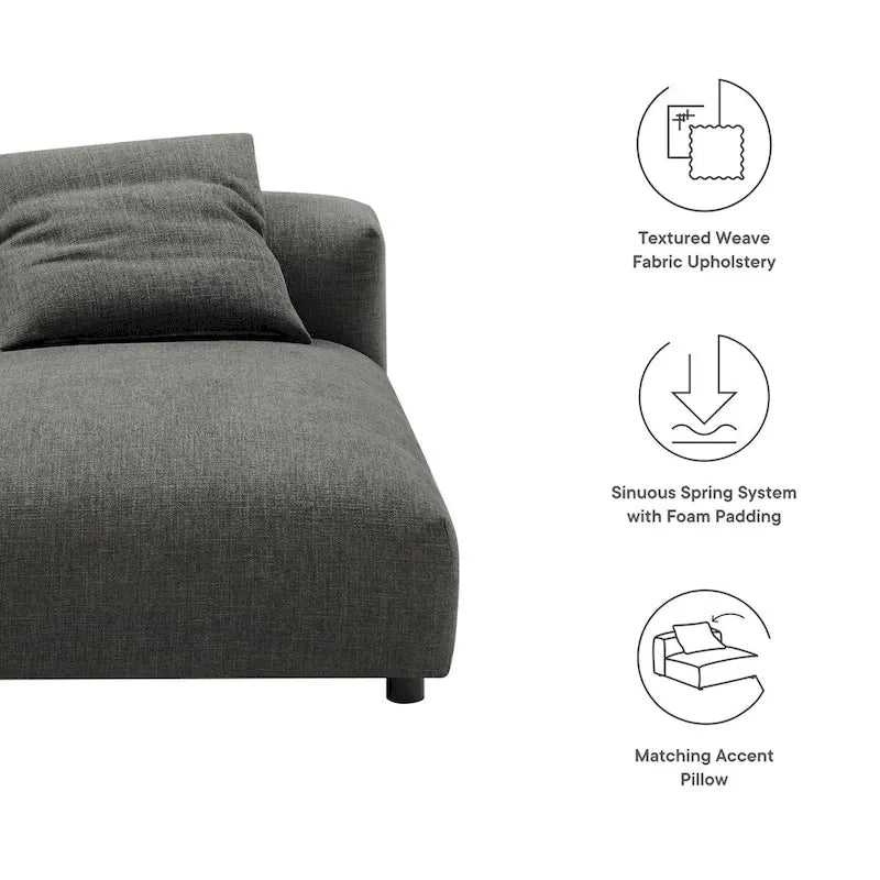 Chaise longue sans accoudoirs en tissu rembourré modulaire Solace