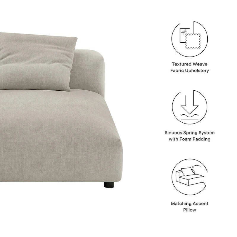 Chaise longue sans accoudoirs en tissu rembourré modulaire Solace