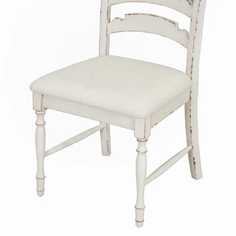 Chaises de salle à manger capitonnées 4 pièces traditionnelles vintage, dossiers de salle à manger dentelés, crème