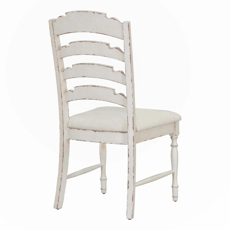 Chaises de salle à manger capitonnées 4 pièces traditionnelles vintage, dossiers de salle à manger dentelés, crème