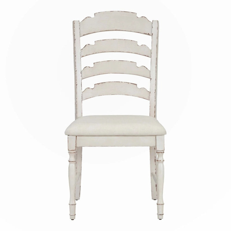 Chaises de salle à manger capitonnées 4 pièces traditionnelles vintage, dossiers de salle à manger dentelés, crème