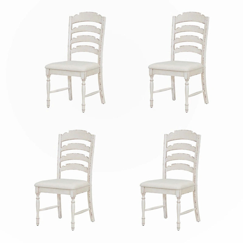 Chaises de salle à manger capitonnées 4 pièces traditionnelles vintage, dossiers de salle à manger dentelés, crème
